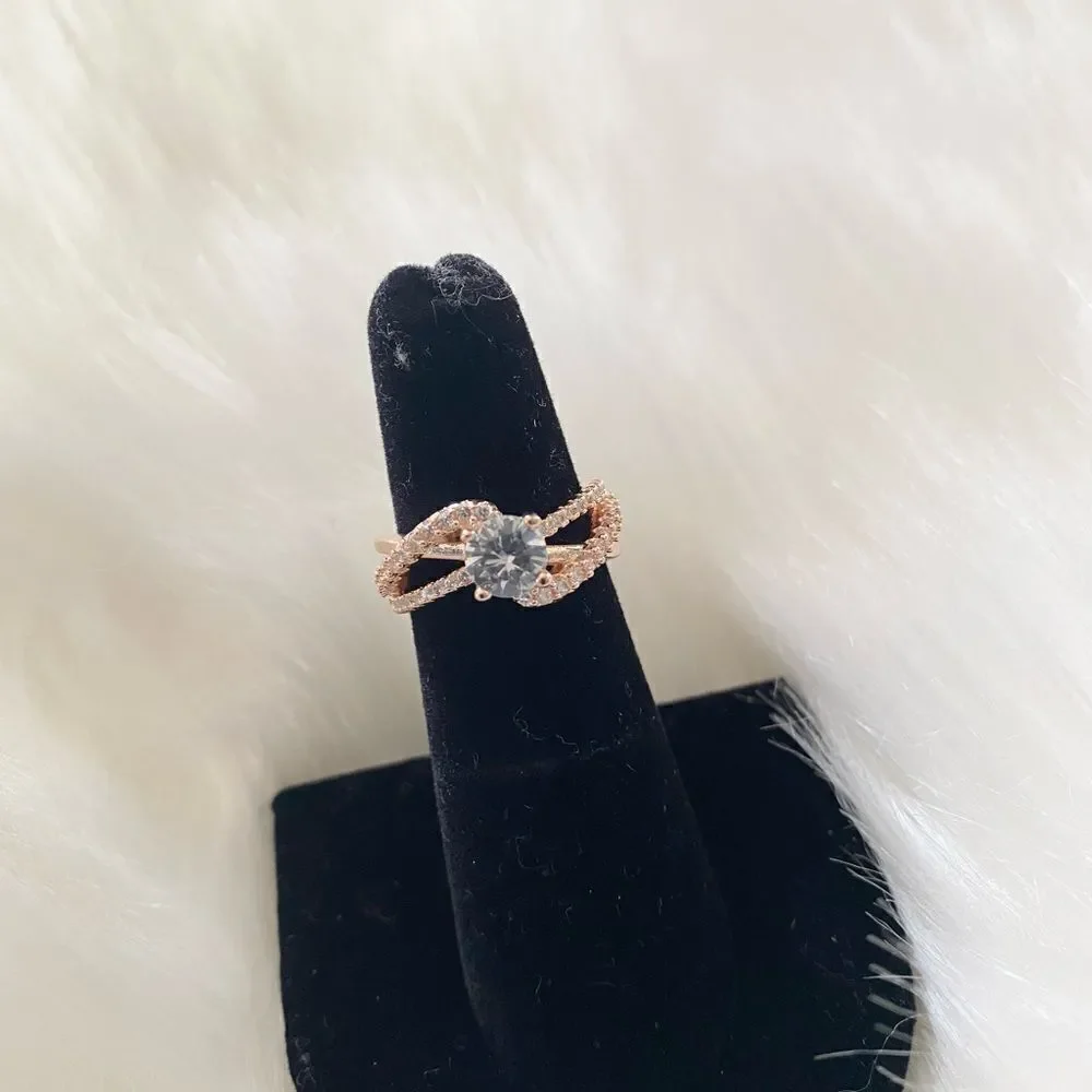 Ring 18K Rose Gold Diamond 5 7 - Picture 11 of 15